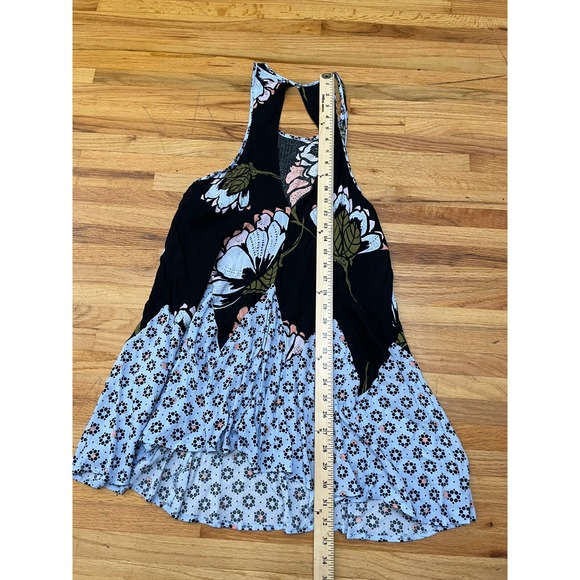 Free People Someone Like You Women's Dress Slip Mini Peplum Hem XS Black Floral - Picture 3 of 7